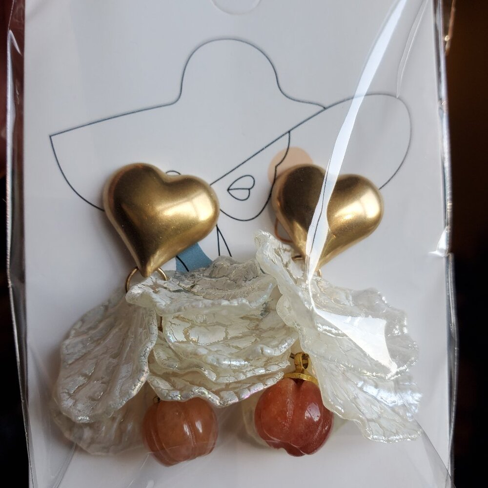 Jade pumpkin shell stainless  steel earrings